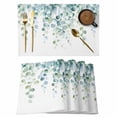 thumbnail image 1 of Retro Watercolor Eucalyptus Leaves Placemats Set of 6,Wipeable Washable Table Mats for Dining Tables, Gradient Botantical Place Mats for Kitchen Event Party Tabletop Decor, 1 of 9