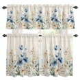 thumbnail image 1 of Retro Watercolor Kitchen Curtains Valances and Tiers Set of 3 Wildflowers Leaf Plants Beige Background Tier Curtains and Valance with Rod Pocket for Small Windows, 27.5"x36", 1 of 9