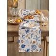 thumbnail image 1 of Retro Watercolor Ocean Shell Conch Table Runner 13x36in Non-Slip Cotton Linen Table Runners, Marine Starfish on Khaki Dresser Scarves TableRunner for Dinner Kitchen Dining Wedding Party, 1 of 9