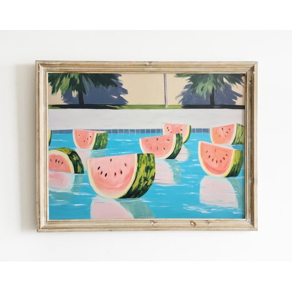 Retro Watermelon Food Wall Art Print, Unframed Paper Poster 24x36in