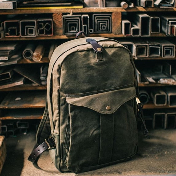 Retro Waterproof 15OZ Heavy Oil Wax Canvas 24*47*12cm Backpack