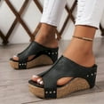 thumbnail image 1 of Retro Waterproof Platform, Comfortable & Elegant Sloped Heel Slippers for Women, 1 of 4