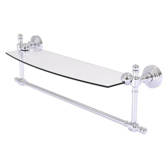 Retro Wave Collection 18-in Glass Vanity Shelf with Integrated Towel Bar in Polished Chrome