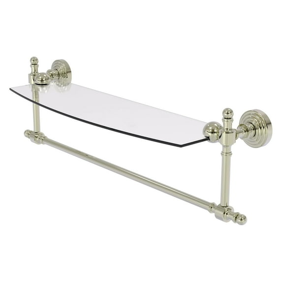 Retro Wave Collection 18-in Glass Vanity Shelf with Integrated Towel Bar in Polished Nickel