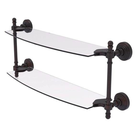 Retro Wave Collection 18-in Two Tiered Glass Shelf in Venetian Bronze