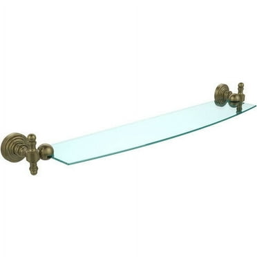 Retro Wave Collection Glass Shelf - Antique Brass / 24 Inch