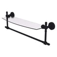 thumbnail image 1 of Retro Wave Collection Glass Vanity Shelf with Integrated Towel Bar - Matte Black / 18 Inch, 1 of 7