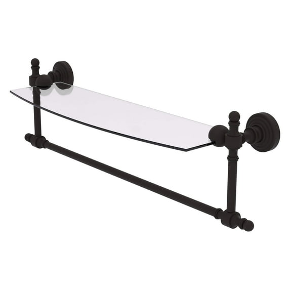 Retro Wave Collection Glass Vanity Shelf with Integrated Towel Bar - Oil Rubbed Bronze / 18 Inch