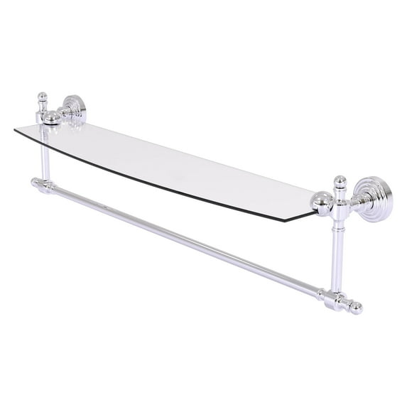 Retro Wave Collection Glass Vanity Shelf with Integrated Towel Bar - Polished Chrome / 24 Inch