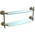 thumbnail image 1 of Retro Wave Collection Two Tiered Glass Shelf - Antique Brass / 18 Inch, 1 of 11