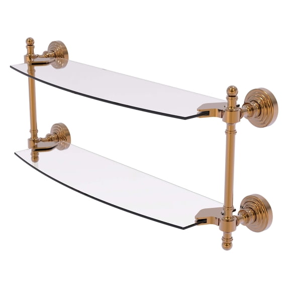 Retro Wave Collection Two Tiered Glass Shelf - Brushed Bronze / 18 Inch