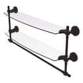 thumbnail image 1 of Retro Wave Collection Two Tiered Glass Shelf with Integrated Towel Bar - Oil Rubbed Bronze / 24 Inch, 1 of 2