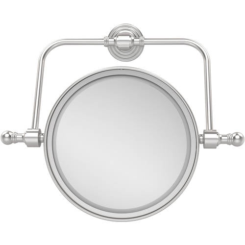 Retro Wave Collection Wall Mounted Swivel Make-Up Mirror 8-in Diameter with 2X Magnification in Satin Chrome