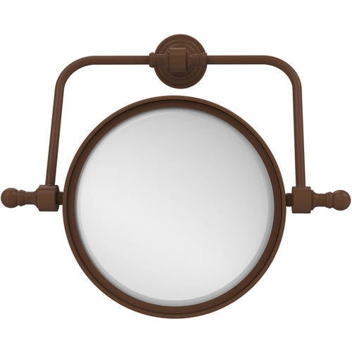 Retro Wave Collection Wall Mounted Swivel Make-Up Mirror 8-in Diameter with 4X Magnification in Antique Bronze