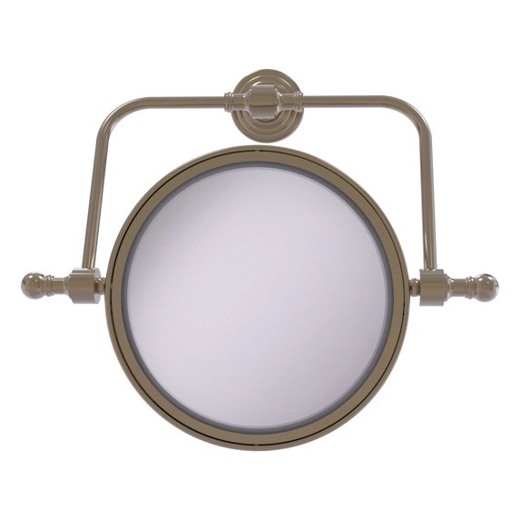 Retro Wave Collection Wall Mounted Swivel Make-Up Mirror 8-in Diameter with 4X Magnification in Antique Pewter