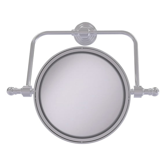 Retro Wave Collection Wall Mounted Swivel Make-Up Mirror 8-in Diameter with 4X Magnification in Satin Chrome