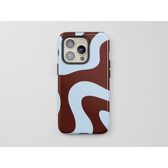 Retro Wave Phone Case Abstract Blue & Brown Phone Cover iPhone 17 16 15 14 13/Pro/Pro Max