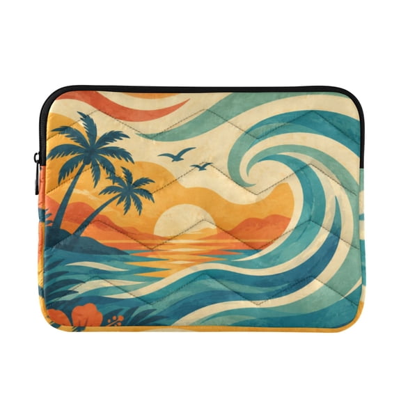 Retro Wave Printed Laptop Sleeve 13-14 Inch Computer Bag & Laptop Case for Women Men with Zippe for Work Travel