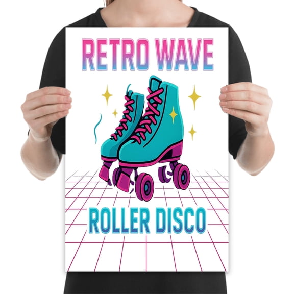 Retro Wave Roller Disco Art - 80s Fans - 13x19 Poster Print - Vintage Wall Decor
