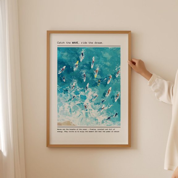 Retro Waves Wall Art Boho Beach Home Decor Unframed Paper Print