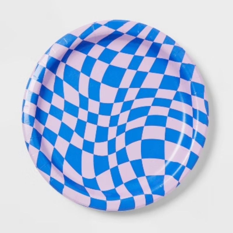 Retro Wavy Checkered Print Dinner Plate 20ct - Spritz