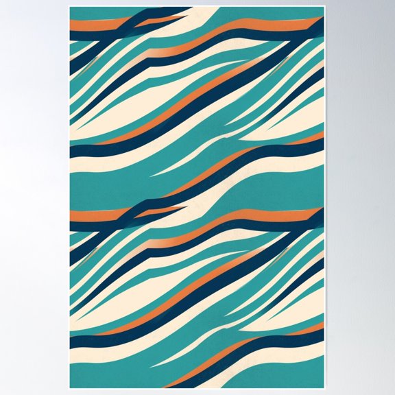 Retro Wavy Diagonal Stripes Abstract Pattern Poster Wall Art, Modern Wall Decor For Living Room Bedroom, 8x12 UNFRAMED