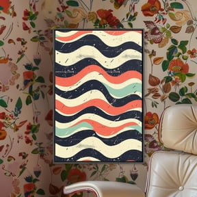 Retro Wavy Distressed Ripple Wall Decor Unframed Paper Print