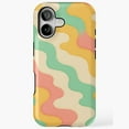 thumbnail image 1 of Retro Wavy Lines Abstract Pattern iPhone Case 17 16 15 14 13 12 11 Pro Max, 1 of 2