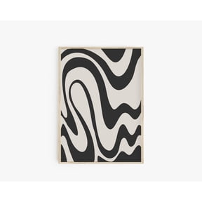 Retro Wavy Poster Monochromatic Marble Wall Art Y2K Decor Black Beige Wavy Lines Sign Unframed Paper Print