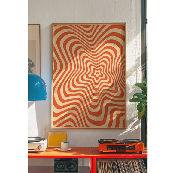 Retro Wavy Star Groovy Print, Unframed Paper Poster 8x10in