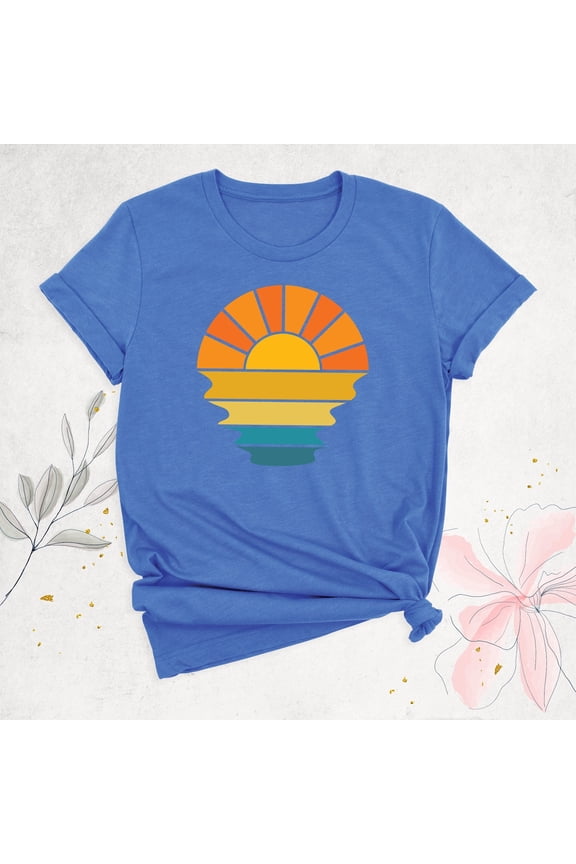 Retro Wavy Sunset Shirt, Summer Time Shirt, Beach Vacation Shirt, Sun Rays Shirt, Summer Girl Shirt, Beachy Vibes Shirt, Girls Beach T-Shirt Sweatshirt All Size S-5XL
