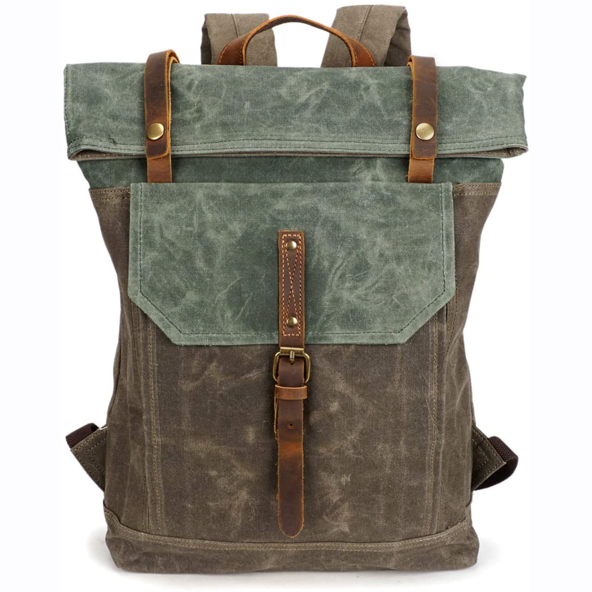 Waxed Canvas Backpack, Leather and Travel Bag, Weatherproof Backpack,  Handmade by Real Artisans 