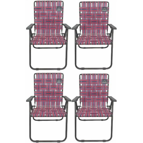 Retro Webbed Camping Chair - Lightweight, Foldable, Durable Steel Frame, 300lb Capacity, Vintage Red/Blue Stripes by Caddis Sports (4)