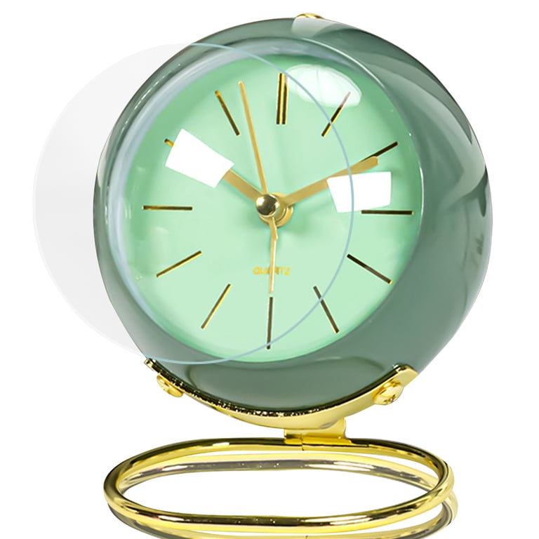 Retro Wecker Analog ohne Ticken, mit Nachtlicht, Geräuschlos, batteriebetrieben, einfache Bedienung-green
