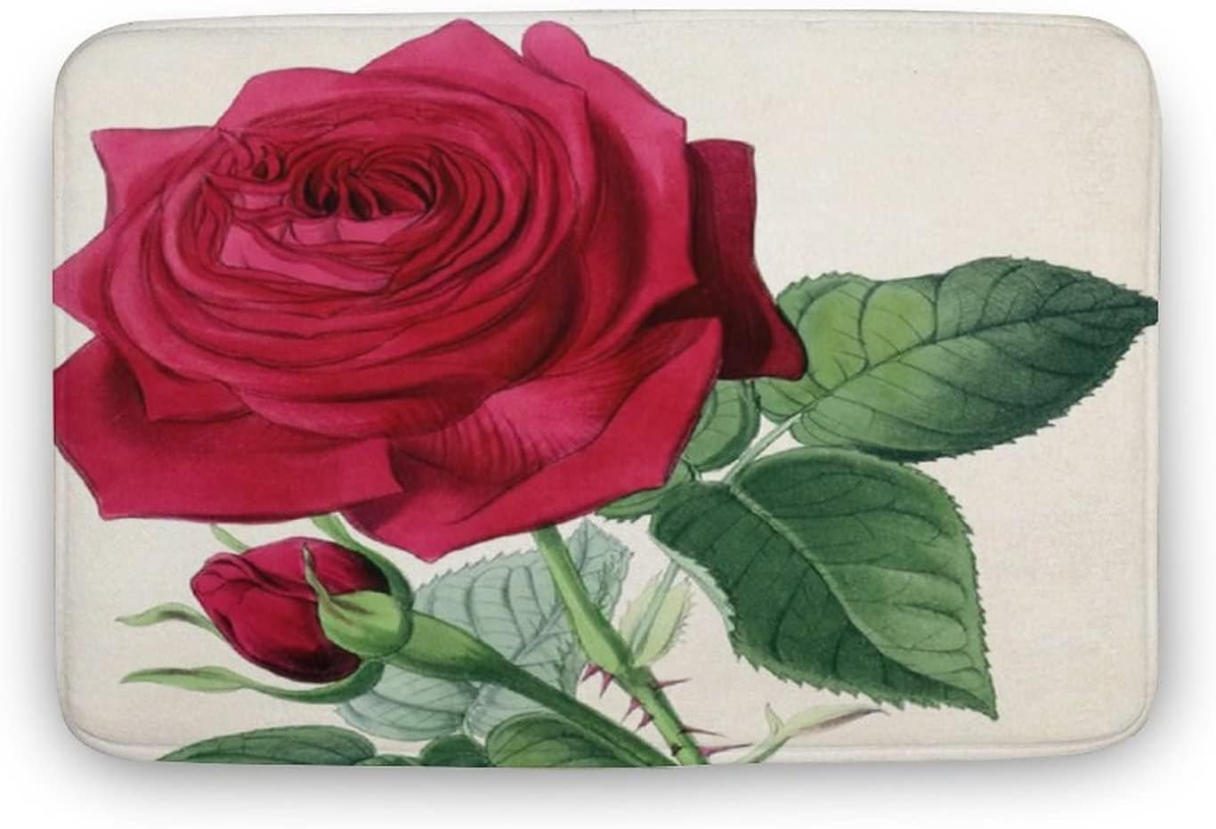 Retro Welcome Doormat Roses Flower Mothers Day Door Mat Non Slip Indoor ...
