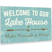 Retro Welcome to Our Lake House Metal Tin Sign Wall Decor Vintage Beach Sign Gifts