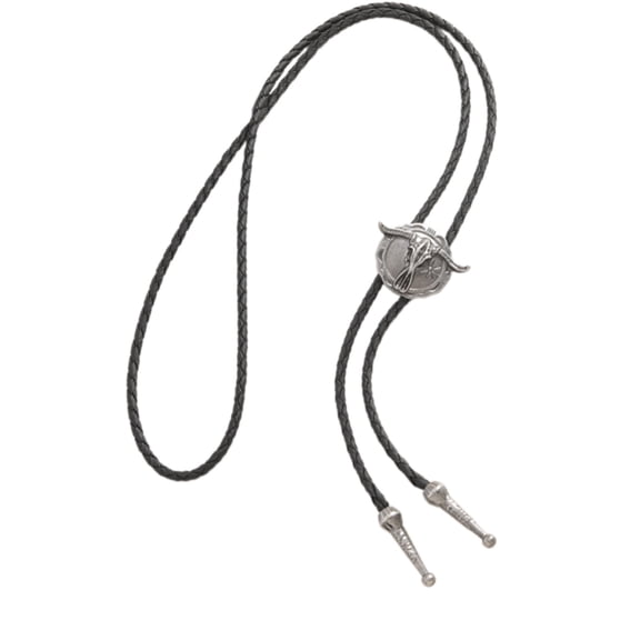 Retro Western Bullhead Bolos Necklace Adjustable PU Leather Cord Unisex Accessory For Casual & Parties