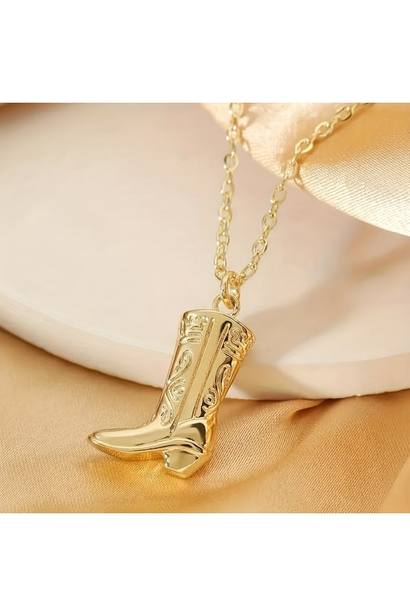 Retro Western Cowboy Boots Copper Pendant For Women Necklace Fashion Party Anniversary Jewelry Necklace