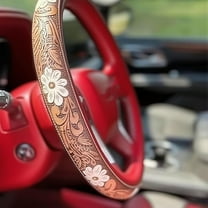 Retro Western Cowboy Car Universal Steering Wheel Cover, Automotive Interior Accessories, Universal Steering Wheel Cover, Flower B