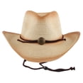 thumbnail image 1 of Retro Western Cowboy Straw Hat - Curved Rim Visor, Sun Protection, Flower Printed Design for Beach/Wedding/Festival - One Size, 1 of 3