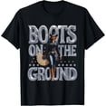 thumbnail image 1 of Retro Western Cowgirl Boots On The Ground Graphic T-Shirt - Southern Country Rodeo Style Rhinestone Print Fashion Tee, 1 of 6