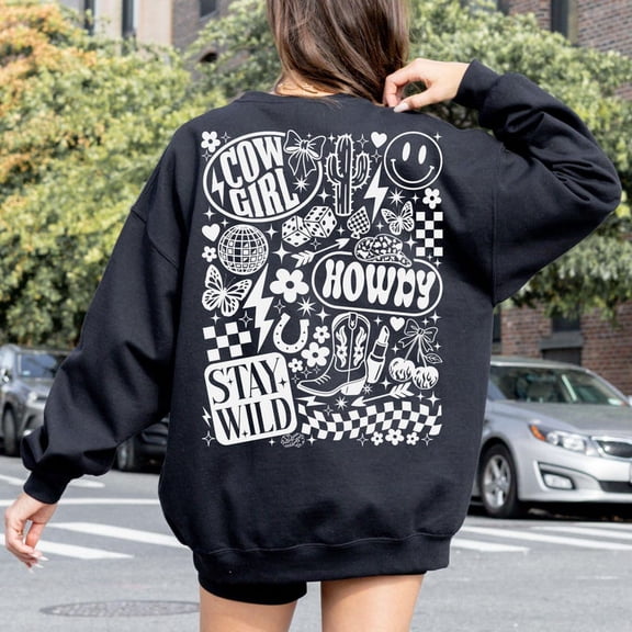Retro Western Cowgirl Collage Sweatshirt, Howdy Western Sweatshirt, Cowgirl Gifts, Trendy Western Sweatshirt, Stay Wild Cowgirl Sweatshirt, Howdy Sweatshirt