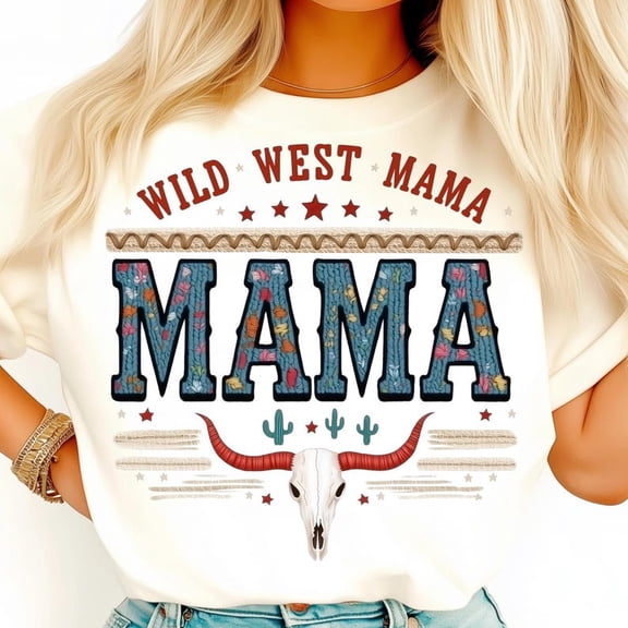 Retro Western Cowgirl Mama Shirt, Wild West Cactus Skull Tee, Desert Floral Cowgirl T-Shirt, Country Western Mama Graphic Tee
