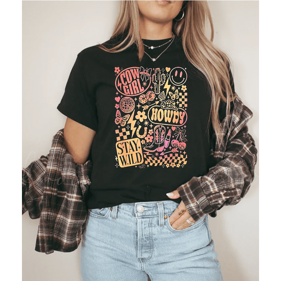Retro Western Cowgirl Vintage Howdy Country Girl Gift Unisex T-Shirt V12433, up to Size 5XL