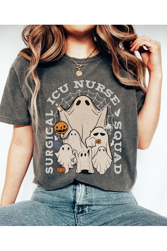 Retro Western Ghost Surgical Icu Autumn Team T-Shirt All Size S-3XL