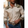 thumbnail image 1 of Retro Western Pattern Printed Men's Casual Loose Comfortable Trendy Business Long Sleeve Shirts Beige L, 1 of 5