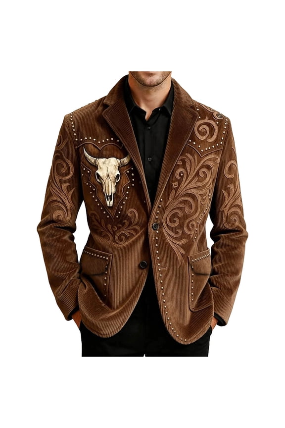Retro Western Style Jacket With Geometric Pattern Design For Cowboy Fashion And Casual Wear