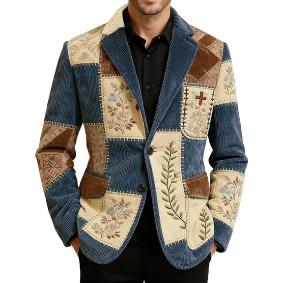 Retro Western Style Jacket With Geometric Pattern Design For Cowboy Fashion And Casual Wear