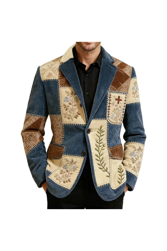 Retro Western Style Jacket With Geometric Pattern Design For Cowboy Fashion And Casual Wear
