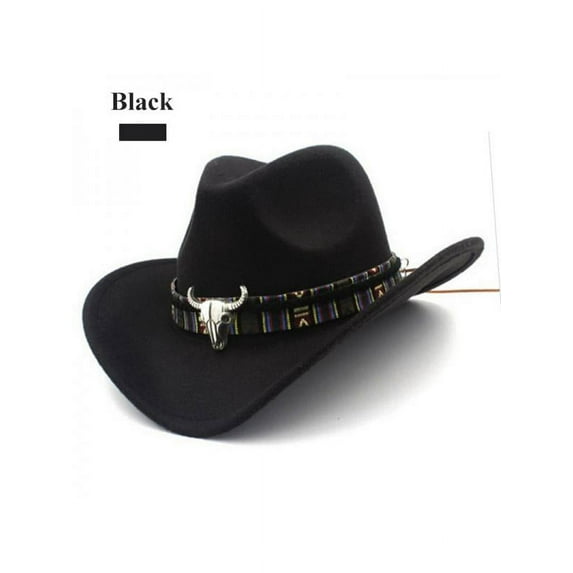 Retro Western Style Wool Felt Cowboy Hat Hollow Wide Brim Cowgirl Cap
